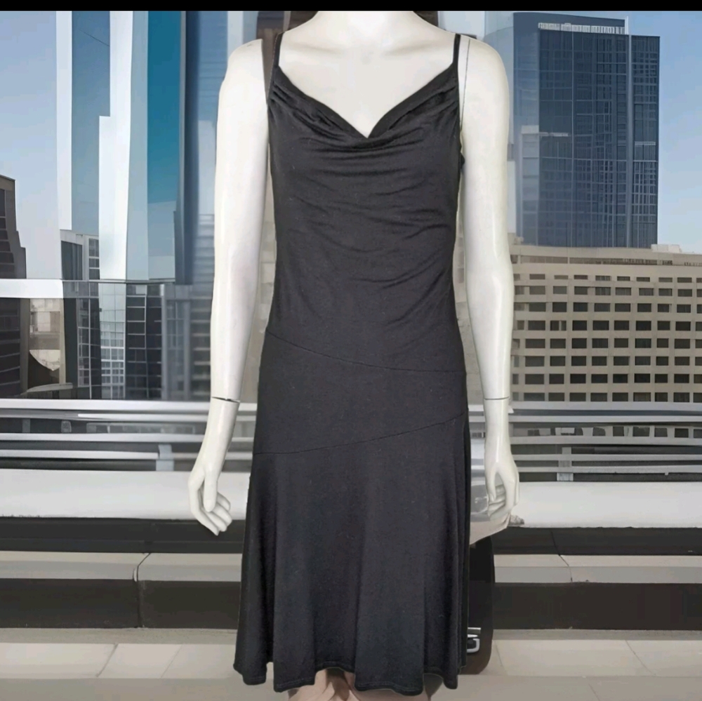 Bebe M Black Drape Front Dress Strappy